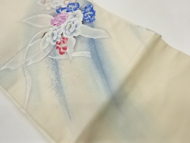 手描き花々模様名古屋帯